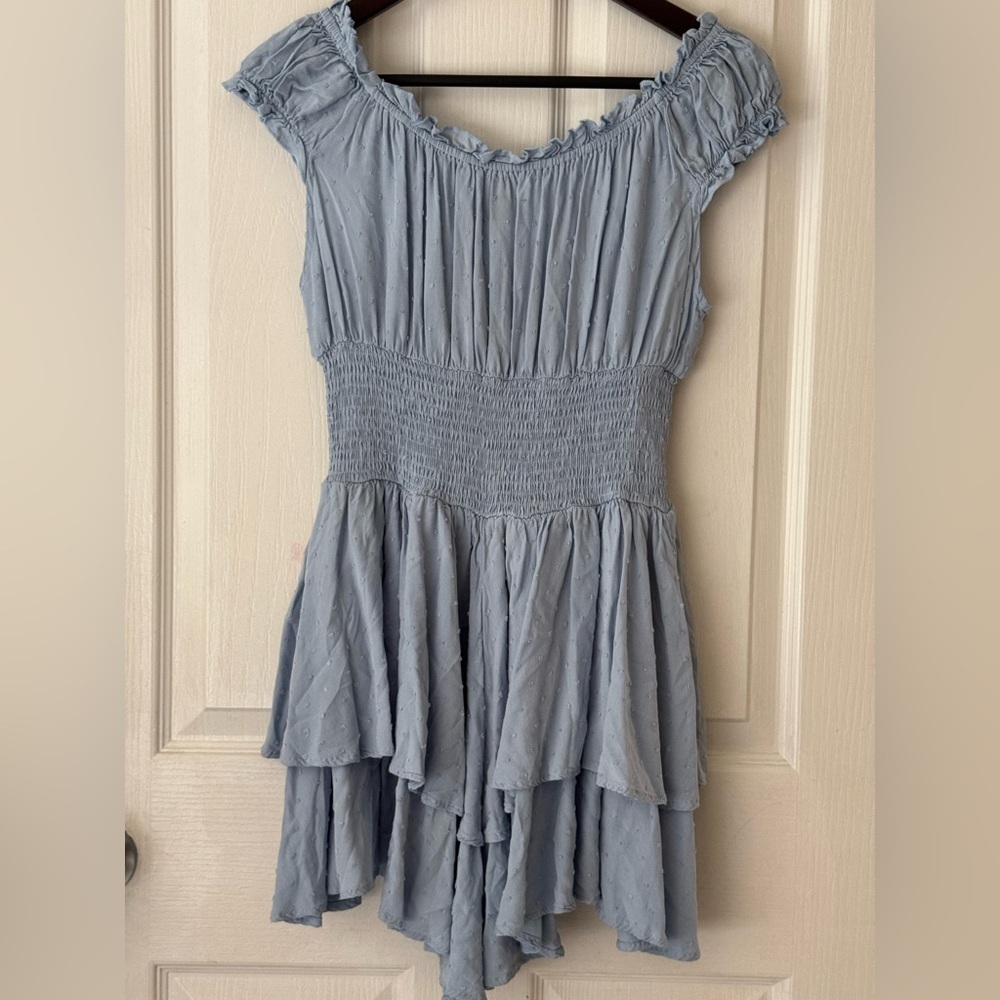 Princess Polly Blue Ruffle Smocked Romper – Size US 6 / AUS 10 - Picture 8 of 9